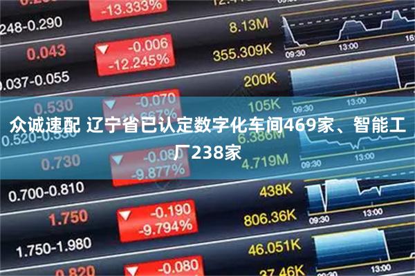 众诚速配 辽宁省已认定数字化车间469家、智能工厂238家