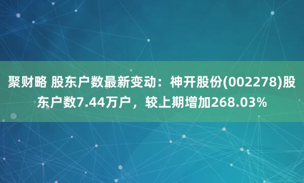 聚财略 股东户数最新变动：神开股份(002278)股东户数7.44万户，较上期增加268.03%