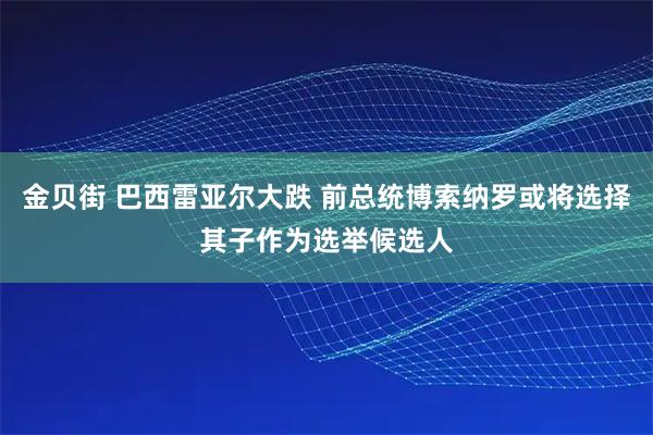 金贝街 巴西雷亚尔大跌 前总统博索纳罗或将选择其子作为选举候选人